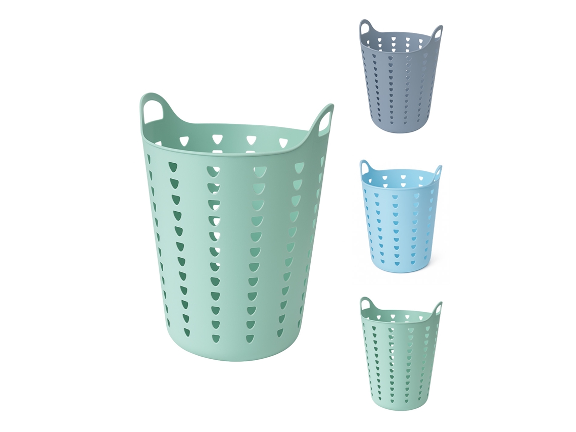 Cesto Ropa Sucia 60l Y 26l Con Agujeros Triangulares | Cesta Colada Moderna | Gris, Azul O Verde Verde 60 Litros