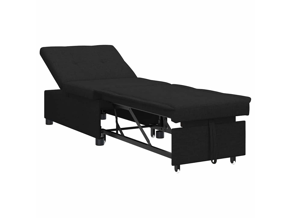 Sofá Cama | Sofá De Salón | Sofá De Descanso Desplegable Negro 194 X 50 X 82 Cm Tela