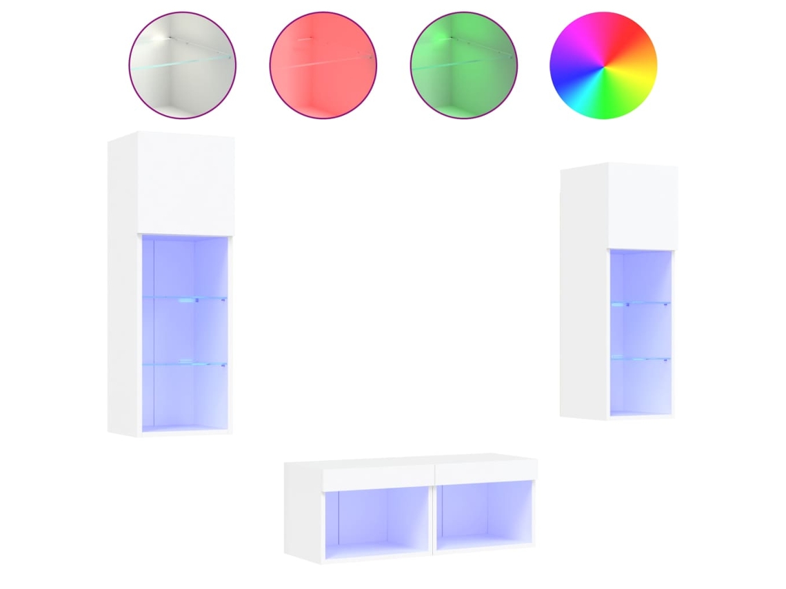Maison Exclusive - Muebles De Tv De Pared Con Luces Led 4 Piezas Blanco