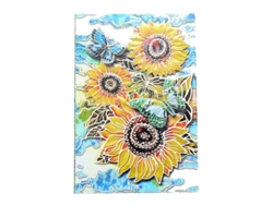 Agenda De Piel Con Estampado De Girasoles, Cuaderno A5 Rayado, 200 Páginas, Agenda Personal Vintage Hecha A Mano.
