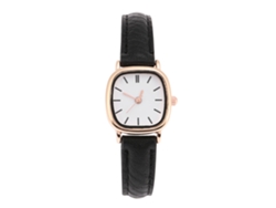 Reloj Analógico De Cuarzo Para Mujer Con Correa De Poliuretano Y Caja De Aleación (correa Negra, Esfera Blanca).
