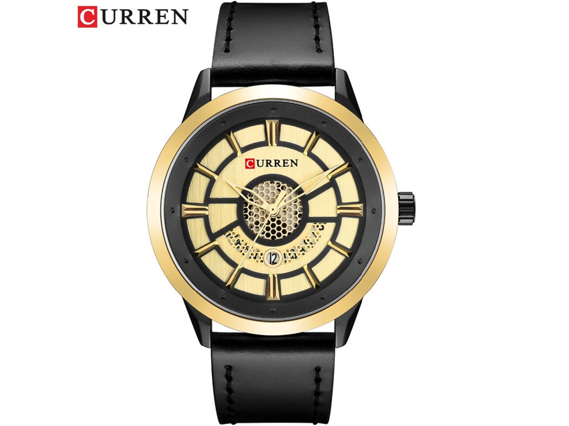 Elegante Reloj De Pulsera Multifuncional Para Hombre Con Correa De Cuero, Calendario Y Mecanismo De Cuarzo Resistente Al Agua.
