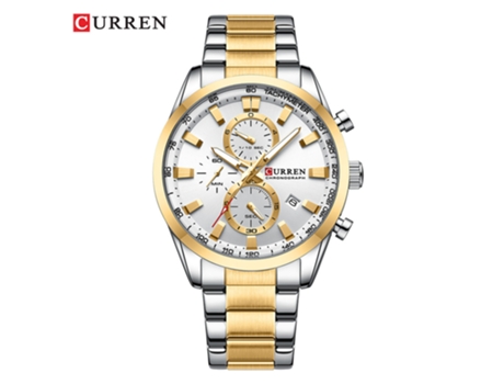 Reloj para Hombre Relojes Resistentes al Agua Reloj de Pulsera con Correa de Acero Inoxidable para Hombres-Concha Dorada Blanca LUUCOZK