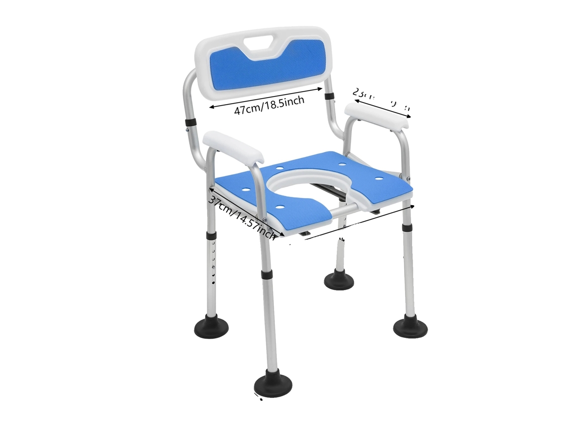 Silla de ducha, altura ajustable, diseño duradero y resistente, color azul OEM