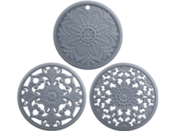 Seguradores De Olla - Conjunto De 3 - 16 Cm - Cubiertas Para Ollas/copos - Colchón De Silicona - Resistente Al Calor - Gris