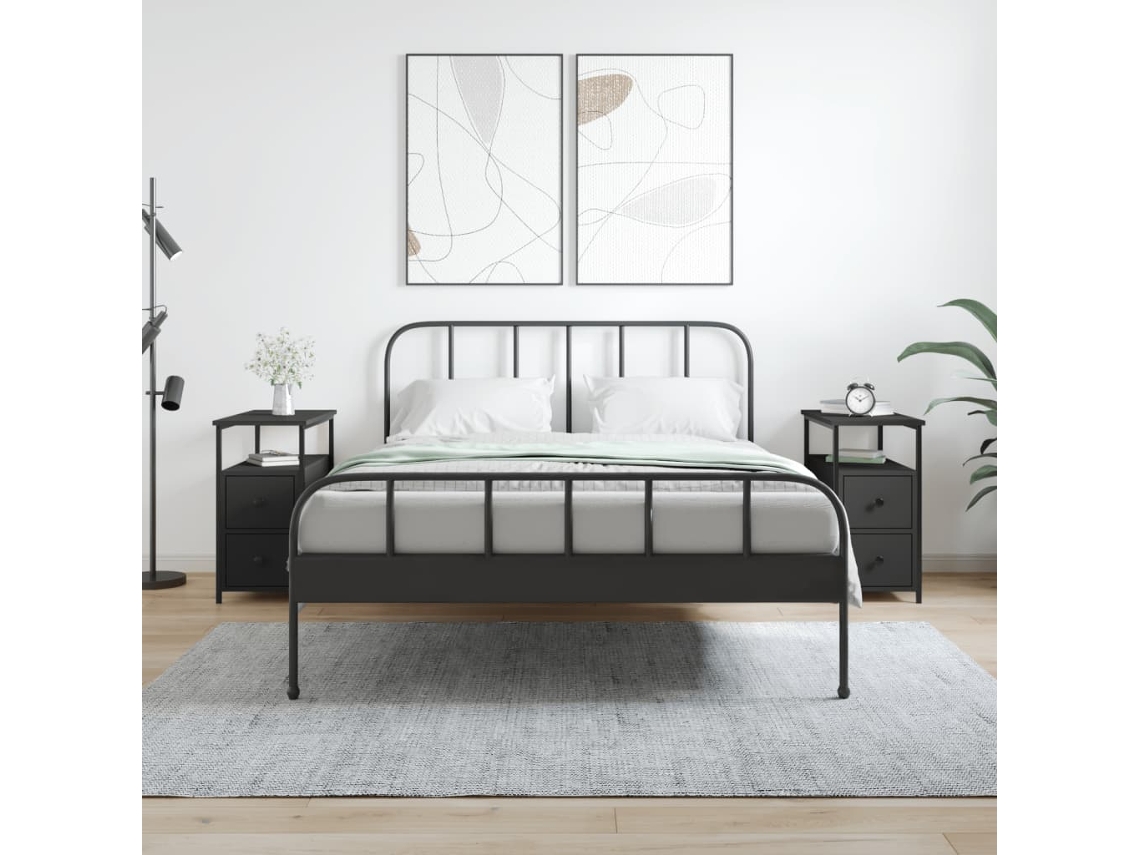Mesitas de Noche 2Pzs 30X60X60 Cm Derivados de Madera Negro