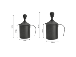 Vaso para glaseado manual con filtro de acero inoxidable de doble capa, negro, 800 ml Sfushos