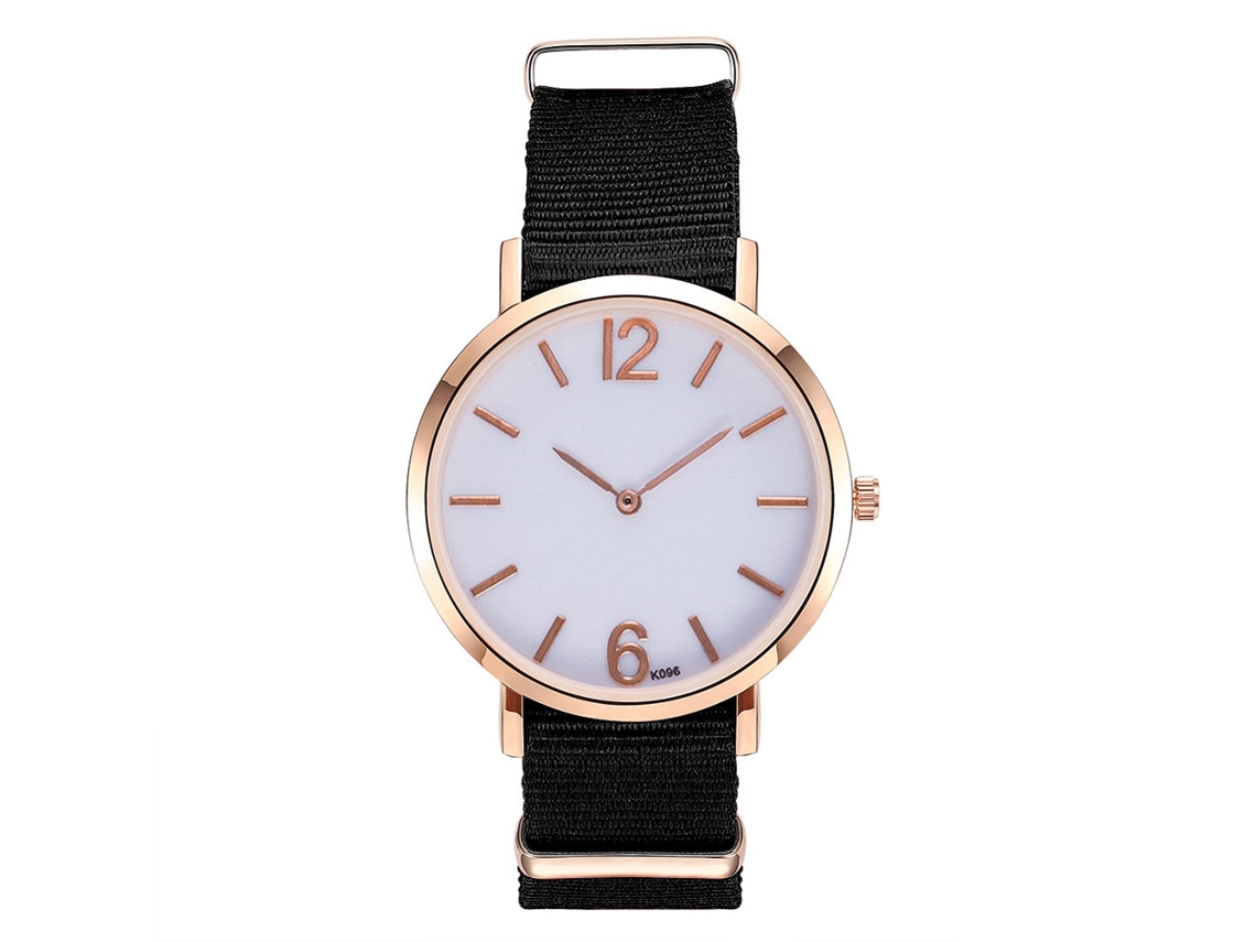 Reloj Analógico De Cuarzo Para Mujer Y Hombre Con Correa De Nylon Negro Zhoulianfa