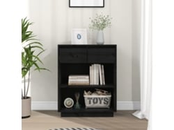 Mesa Consola De Madera Maciza De Pino Negro 60x34x75 Cm