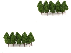 Kits De Maquetas De Ferrocarril En Miniatura De 40 Piezas Con Decoración Verde.