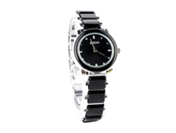 Reloj De Pulsera Para Mujer Senda Con Dial Redondo De Circonitas, Cuarzo, Color Plata Negro