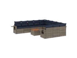Maison Exclusive - Conjunto De Sofá De Jardín De 12 Piezas Con Cojines, Poliratán Gris