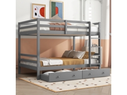 Litera De 140x200 Con Cajones, Color Gris, Para Mayor Seguridad Infantil.