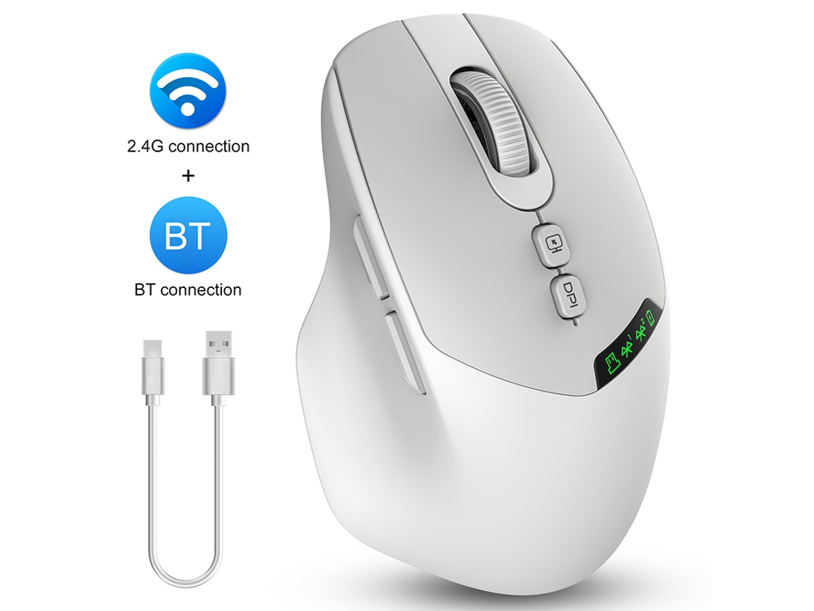 (queso Blanco) Ratón Silencioso Con Pantalla Multifuncional Y Conexión Inalámbrica Bluetooth