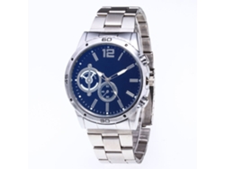 Reloj De Pulsera Analógico Con Movimiento De Cuarzo, Brazalete De Acero Plateado Y Azul.