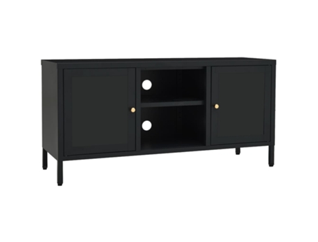 Maison Exclusive - Mueble para el televisor acero y vidrio negro 105x35x52 cm