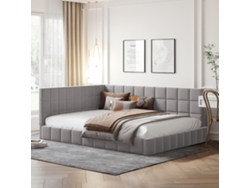 Sofá Cama De Terciopelo Gris, 140x200 Cm, Base De Láminas, Con Espacio De Almacenamiento Integrado.