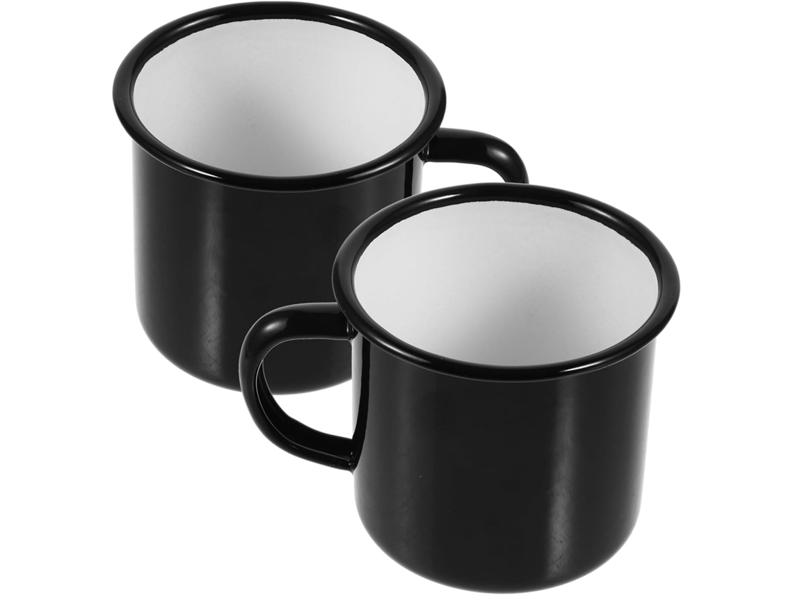 Juego De 2 Tazas De Agua Esmaltadas De Estilo Vintage Con Asas, Ideales Para Café, Té, Leche Y Otros Usos.