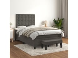 Cama Box Spring Con Colchón Terciopelo Gris Oscuro 120x200 Cm