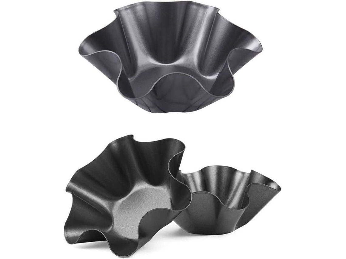 2026-3 Moldes De Carbono Antiadherente Para Hacer Tostadas Taco Bowl Ensalada 6 Pulgadas Cocina Negro