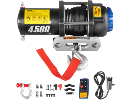 Torno eléctrico 12V del camión del torno torno sintético Off Road de Atv de la cuerda de 4500 libras VEVOR