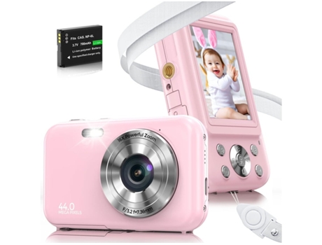 Cámara Digital para Niños Compacta VIGA EUROPE Dc406 Fdh Zoom 44Mp con Enfoque Automático 16X Pantalla 2 4 Pulgadas Rosa