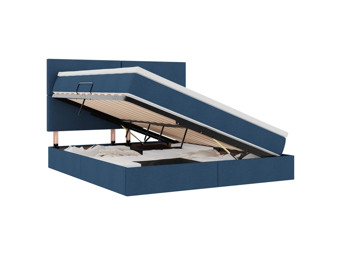Maison Exclusive - Cama Con Almacenamiento Y Led Azul 180 X 200 Cm Poliéster