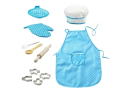 Juego de juguetes de chef Linjou con disfraz y accesorios de cocina, 11 piezas, regalo ideal para niños de 3 años en adelante, azul