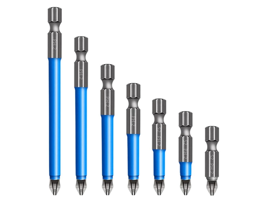 7 puntas de destornillador Phillips magnéticas, antideslizantes, de acero, 150 mm | Sin marca