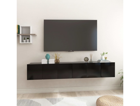 MAISON EXCLUSIVE Muebles colgantes de TV 3 unidades negro 60x30x30 cm