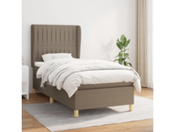 Cama Box Spring Con Colchón Tela Gris Taupe 90x200 Cm