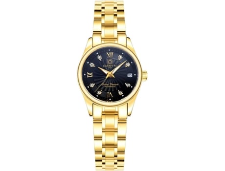 Reloj automático para mujer con cristal de zafiro bicolor y acero inoxidable.-Oro VEANXIN
