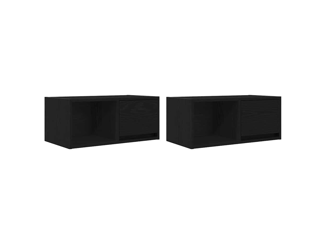 Juego de 2 muebles de TV Deriv. Madera de roble negro MAISON EXCLUSIVE (60 x 31 x 25,5 cm)