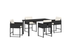 Maison Exclusive - Conjunto De Comedor De Jardín 5 Pcs Negro Ratán Sintético