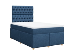 Maison Exclusive - Cama Box Spring Con Colchón Tela Azul 120x200 Cm