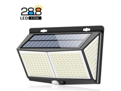 Lámpara solar 2026 de 288 LED con sensor de movimiento PIR, resistente al agua para exteriores, 3 modos, para jardín, patio, valla y paisajismo.
