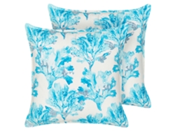 Juego de cojines decorativos estampados BELIANI Rockweed de Algodón Blanco 45x45x9
