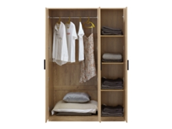 Armario Ropero Eiselfing (3 puertas 1 perchero 4 compartimentos) MDF 176 x 120 x 52 cm Efecto roble [EN.CASA]