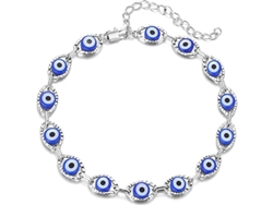 Pulsera Del Ojo Turco, Pulsera Tobillera Fina De Oro, Lindo Ojo Turco Azul Marino