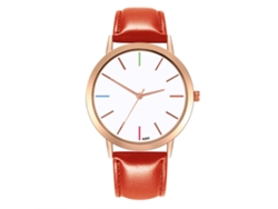 Reloj De Pulsera Sencillo Y Elegante Para Mujer Con Correa De Cuero Sintético, Estilo Casual Y De Cuarzo (rojo).