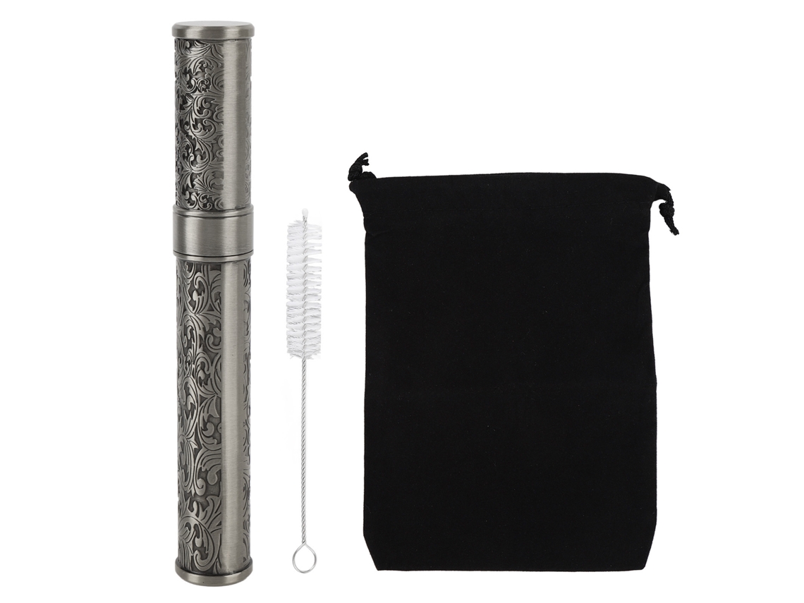 Tubo De Almacenamiento Metálico Grabado Impermeable Portátil Para Camping Y Viajes Al Aire Libre Gris
