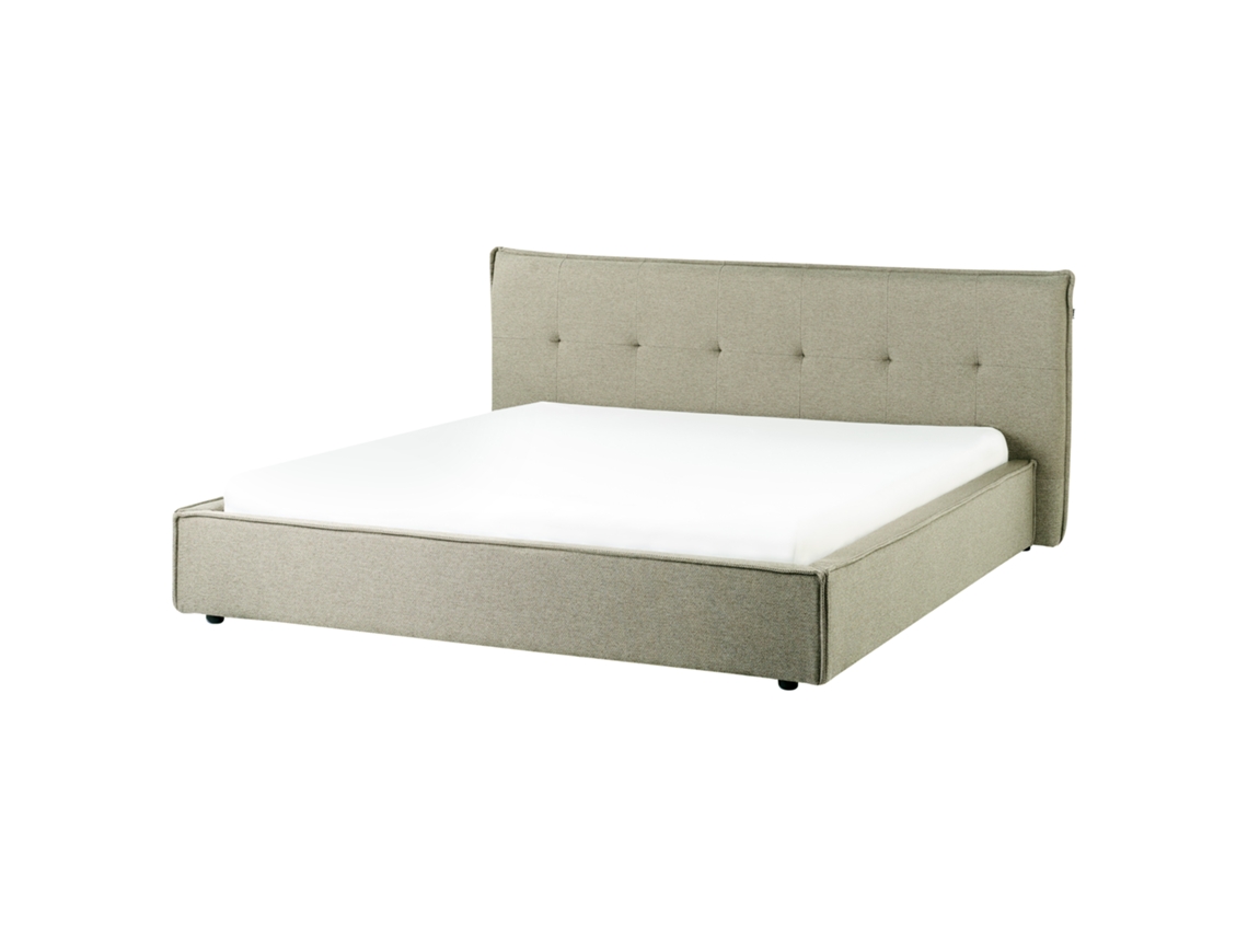 Cama doble Beliani Lestre en lino verde 221x221x95