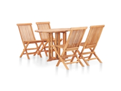 Juego de comedor plegable para exterior de 5 piezas de madera maciza de teca, DKD, decoración del hogar