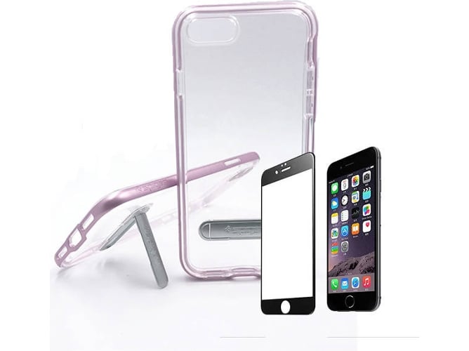 Kit Funda y Protector Cristal iPhone 7, 8 Crystal Rosa