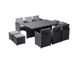 Conjunto de Cenar Exterior CONCEPT U Mónaco (Negro y Gris - Resina - 178x115x74 cm)