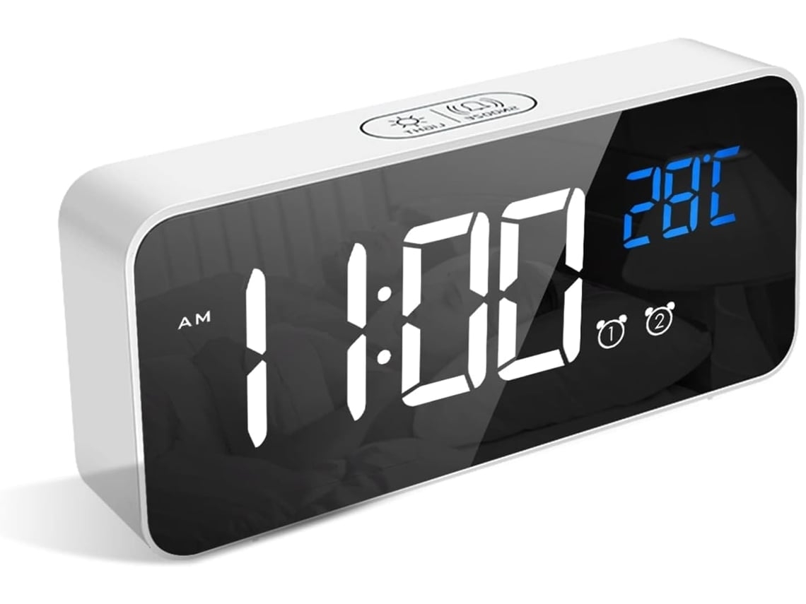 Reloj Despertador Digital Led Saisiyiky Des05 Alarma Inteligente, Temperatura, Entrada Usb, 12/24h, 4 Niveles De Brillo Ajustados (blanco)