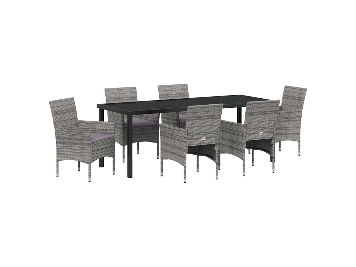 Maison Exclusive - Conjunto De Comedor De Jardín 7 Pcs Gris Ratán Sintético