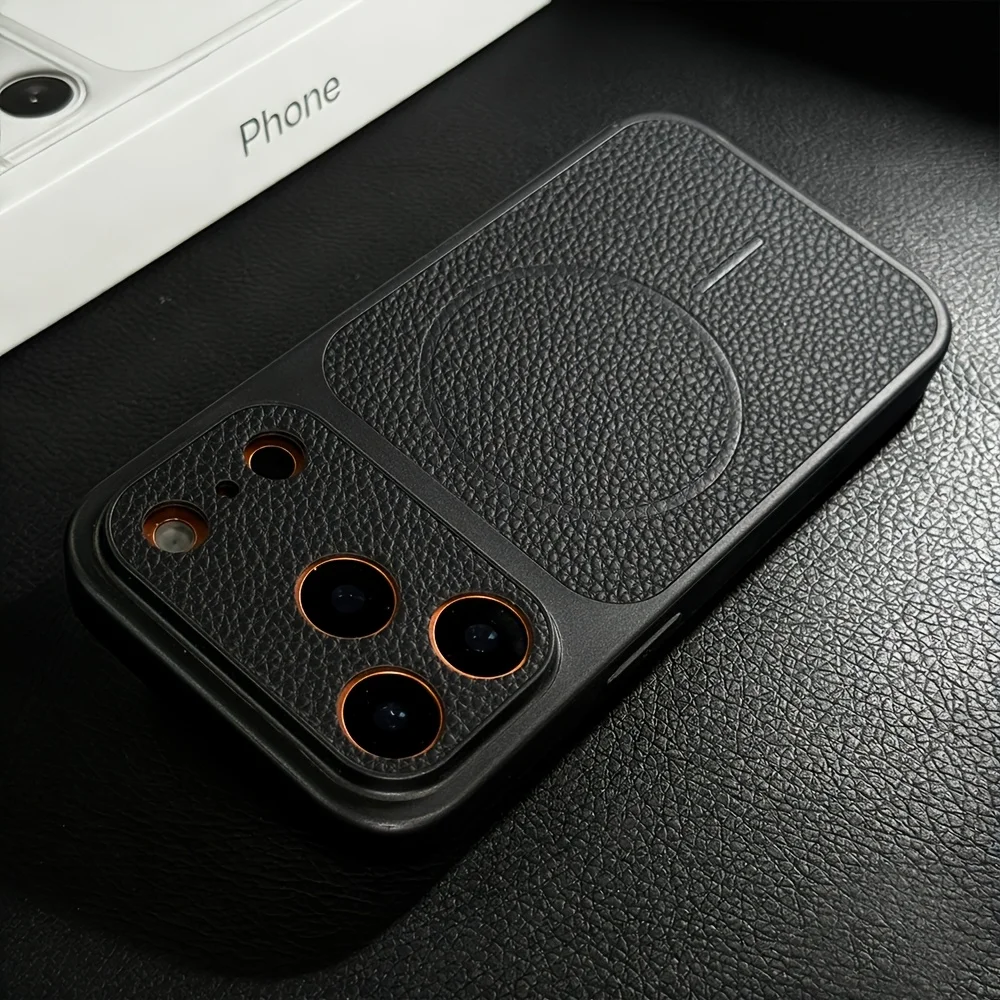 (iphone 14 Pro Max Negro) Funda Magnética Para Teléfono, Compatible Con Magsafe Y Carga Inalámbrica De Cuero Sintético.