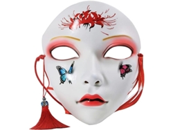 Máscara Kabuki Kitsune Japonesa Para Cosplay Y Fiestas De Disfraces, Estilo Chino.
