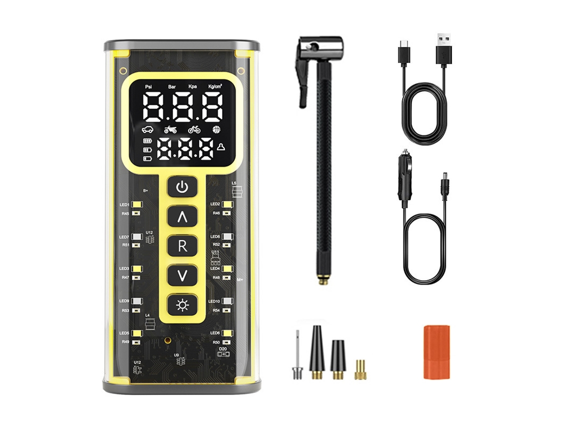 Inflador De Neumáticos Portátil De 150 Psi Y 20000 Mah Con Manómetro De Doble Pantalla Para Suv, Bicicletas Y Balones Czhhmart
